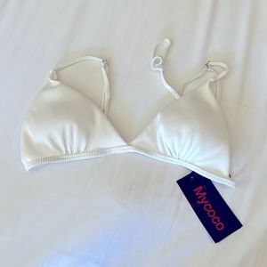 White Triangle Tie Bathing Suit Top